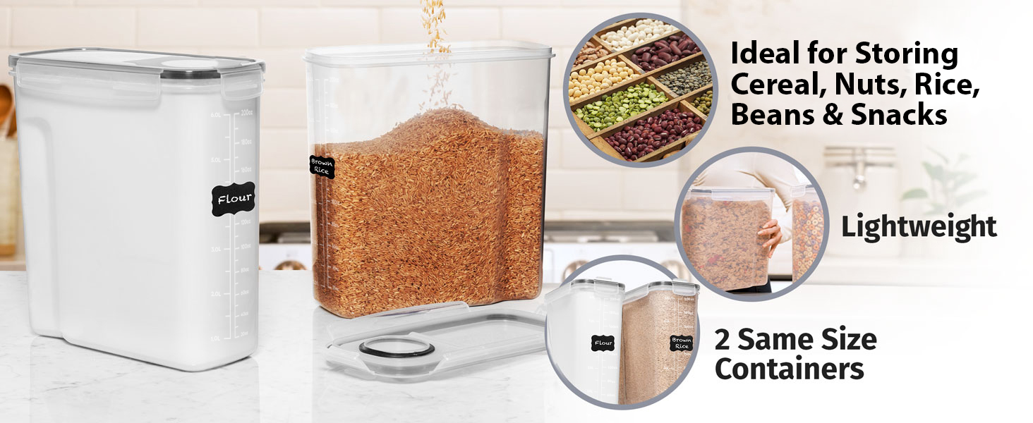 Kitchen Storage Containers, airtight food storage containers with lids, cereal dispensers cereal box