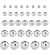 PH PandaHall 200pcs Round Brass Spacer Beads, 2/3/4/5/6mm Platinum Smooth Spacer Beads Seamless L...