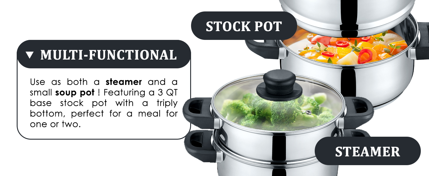use as a stock pot or a steamer