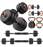 FEIERDUN Adjustable Dumbbells, 20/30/40/45/70/90lbs Free Weight Set with Connector, 5 in1 Dumbbel...