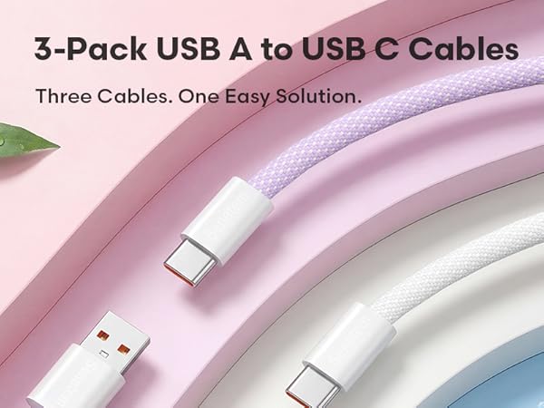 USB C Cable 3-Pack, USB A to USB Type C Charger Cord 2