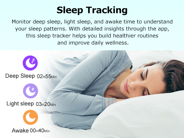 Fitness tracker with sleep tracking for monitoring sleep stages, deep sleep and daily rest patterns