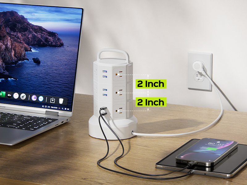 super wide outlets power strip with usb ports
