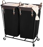 StorageWorks 390L Extra Large Lanudry Hamper with Wheels, Laundry Basket with Wheels 2 Sections, ...