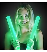 Fun Central 12 Pack Green LED Foam Sticks with 3 Dynamic Light Modes - Versatile Glow Foam Sticks...