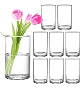 Frcctre 8 Pack 6 Inch Glass Cylinder Vases, Clear Glass Vases Floating Candle Holders Flower Vase...