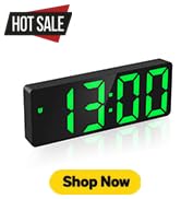 AMIR Digital Alarm Clock Large Display, LED Alarm for Bedroom, USB/Battery Powered Bedside Clock ...