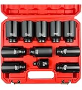 EACELIY 11PCS 1/2" Axle Nut Socket Set,Drive Spindle Wheel Axle Nut Wrench Large Sockets,CR-MO St...