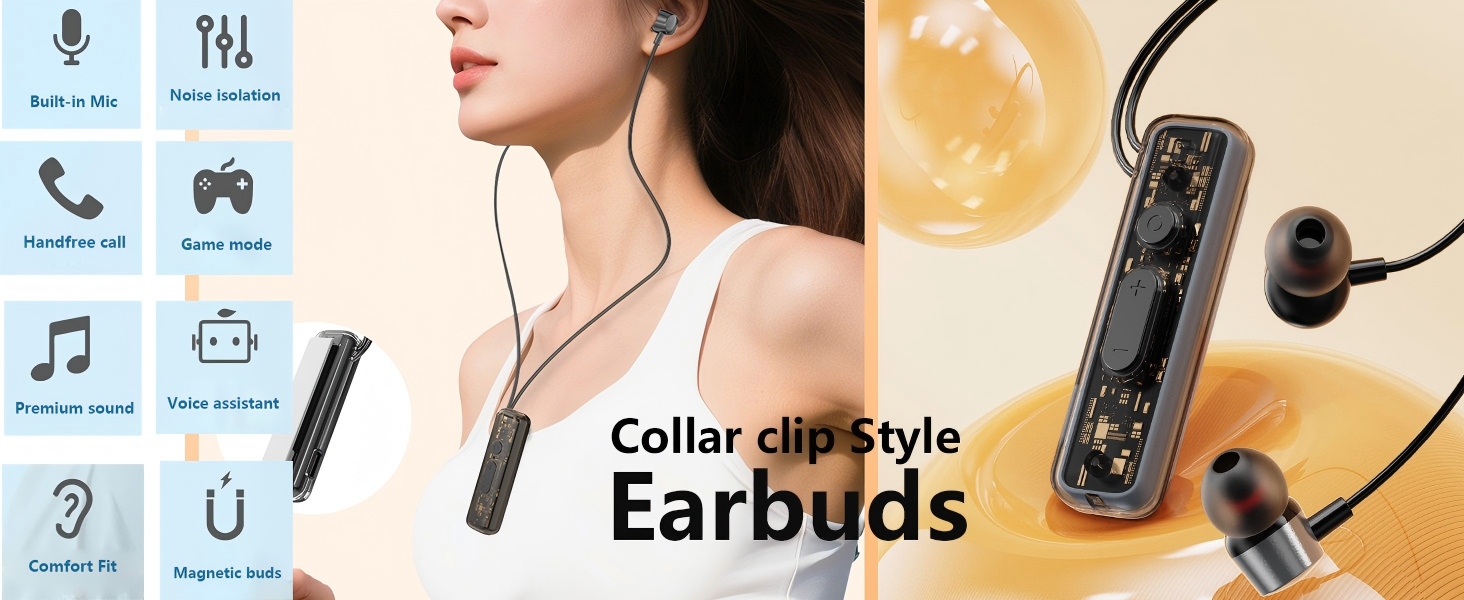 collar clip earbuds