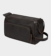 Vorspack Genuine Leather Toiletry Bag for Men - Water Resistant Travel Bag for Toiletries, Essent...