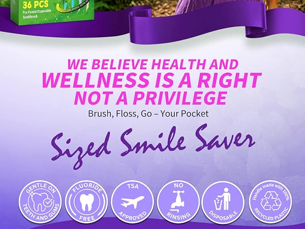 Alosalut 36 Pack Pre-Pasted Mint Mini Disposable Toothbrushes