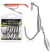 Dovesun 12PCS/44PCS Weighted Swimbait Hooks Weighted Fishing Hooks Saltwater Freshwater Worm Weed...