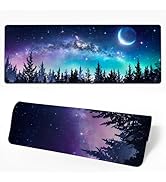 BYB SATFG Desk Mat Moon Starry Sky Desk Pad for Keyboard and Mouse, Large Mousepad with Stitched ...