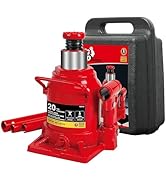 Big Red 20 Ton (40,000 lb) Low Profile Hydraulic Bottle Jack with Carrying Case,Red