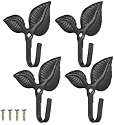 Hemobllo 4pcs Wall Hooks, Retro Rustic Decorative Hooks Cast Iron, for Coats Hats Bags Keys Towel...