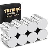 TRYMAG 80Pcs Rare Earth Neodymium, 12x2mm Small Strong Round Magnets Neodymium Disc Magnets for C...
