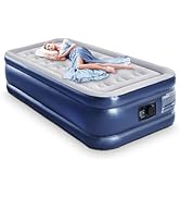 TANSTRIDER Air Mattress Twin with Built in Pump, Blow Up Mattress in 3 Mins Inflation/Deflation, ...