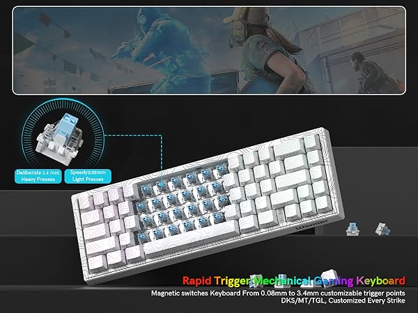 Rapid Trigger Keyboard 60% Percent, Hall Effect Topographic Gaming Keyboard