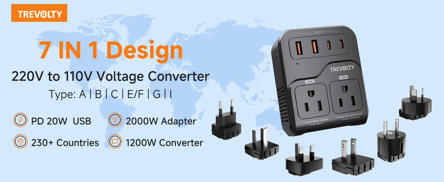220v to 110v voltage converter for us to europe travel plug adapter power converter adapter combo