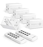 SURAIELEC Wireless Remote Control Outlet Switch Kit - 5 Outlets + 2 Remotes, 15 AMP, 100FT Long R...
