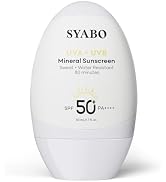 Mineral Sunscreen, SPF 50+ Sunscreen Lotion with Zinc Oxide, Water Resistant Face Sun Cream, Calm...
