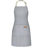 NLUS 1 Pack Kitchen Cooking Aprons, Adjustable Bib Soft Chef Apron with 2 Pockets for Women Men (...