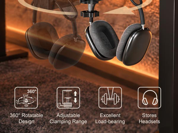 360° Rotatable Design Adjustable Clamping Range Excellent Load-bearing Stores Headsets