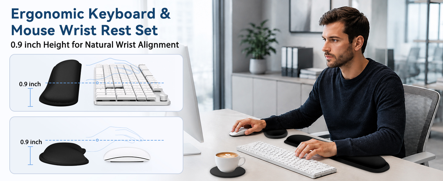 Ergonomic Keyboard &amp;amp; Mouse Wrist Rest Set