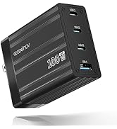 100W USB C Charger Block, Type C Charger Fast Charging 4 Ports, Foldable 100 Watt GaN Charger Pow...