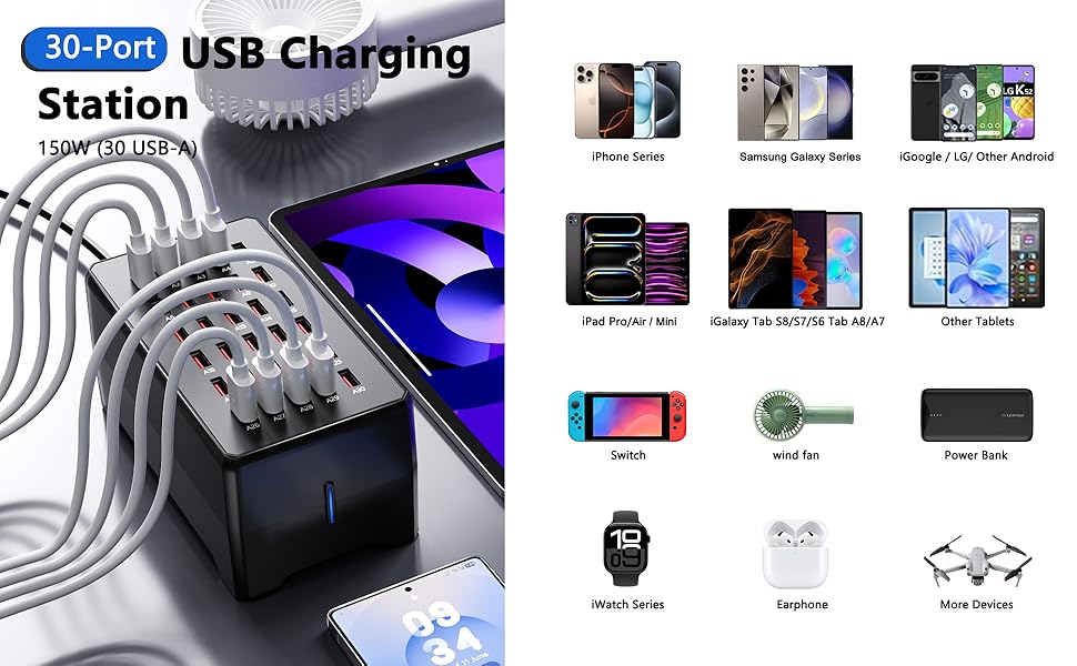 multiple usb charger station