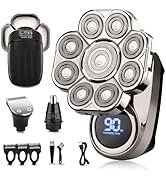 9D Head Shavers for Bald Men, Electric Shaver for Men,6 in 1 Mens Grooming Kit with Nose Hair Tri...