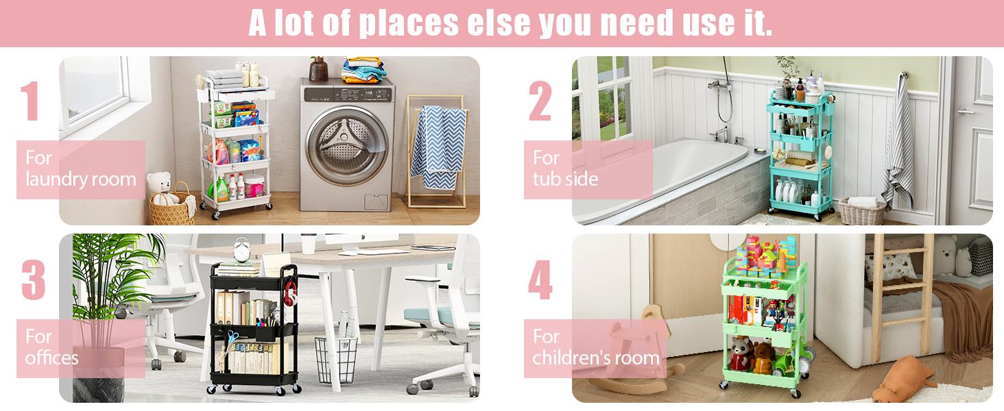 slim bathroom storage cart is also suitable for laundry rooms, offices, and children&amp;#39;s rooms.