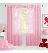 Karseteli Semi Voile Sheer Curtains 84 Inches Long 2 Panels Rod Pocket Window Treatment for Livin...