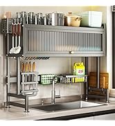 Hdrriozu Over the Sink Dish Drainer Drying Rack 3 Tier Over Sink Dish rack for a Tidy Kitchen Sin...