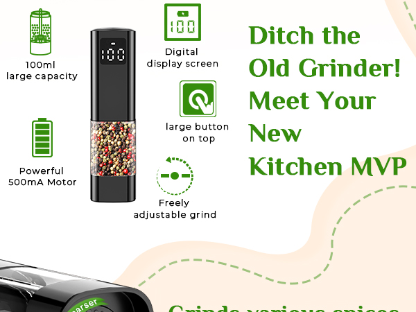 rechargeable salt and pepper grinder set