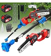 Cordless Pole Saw&amp;Mini Chainsaw 2-IN-1, Electric Pole Saw With Two Batteries, Auto Lubrication, 6...
