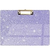 Glitter Acrylic Clipboard Horizontal, A4 Letter Standard Size, Cute Clipboards with Low Profile C...