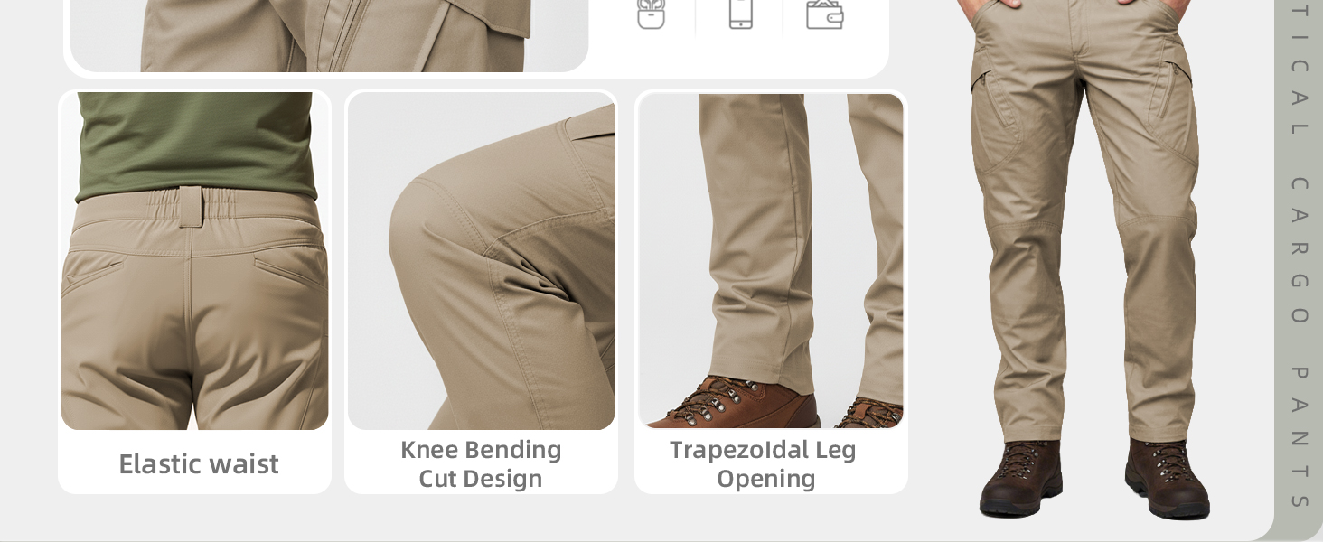 Men&amp;#39;s Tactical Cargo Pants Stretch Lightweight Waterproof Work Hiking Outdoor Casual Pants