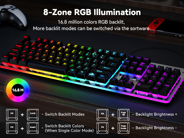 104 keys wired RGB gaming keyboard