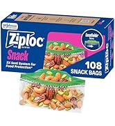 Ziploc Snack Bags, Easy Open and Close, Small Plastic Food Storage Bags, 108 Bags Total (Packagin...