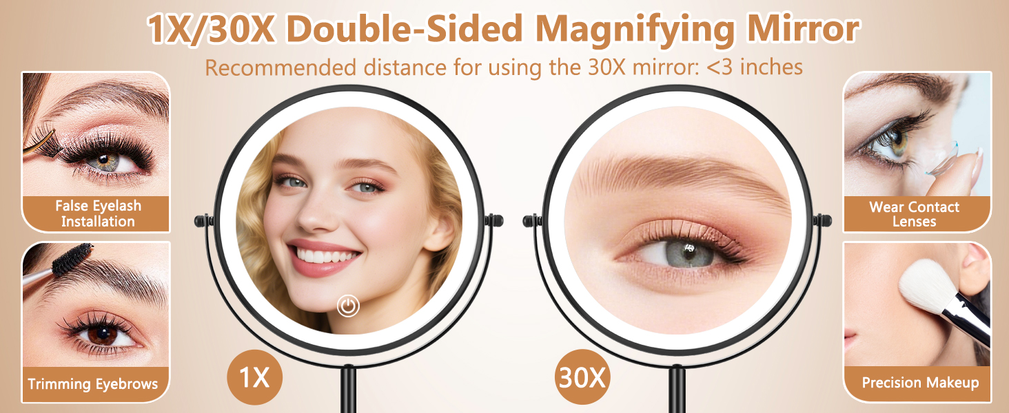 20x magnifying mirror with light