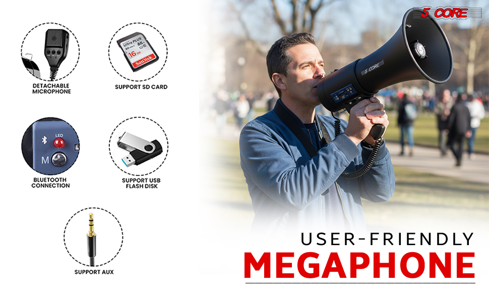 bullhorn loud horn rechargeable siren portable cheer mega phone speaker