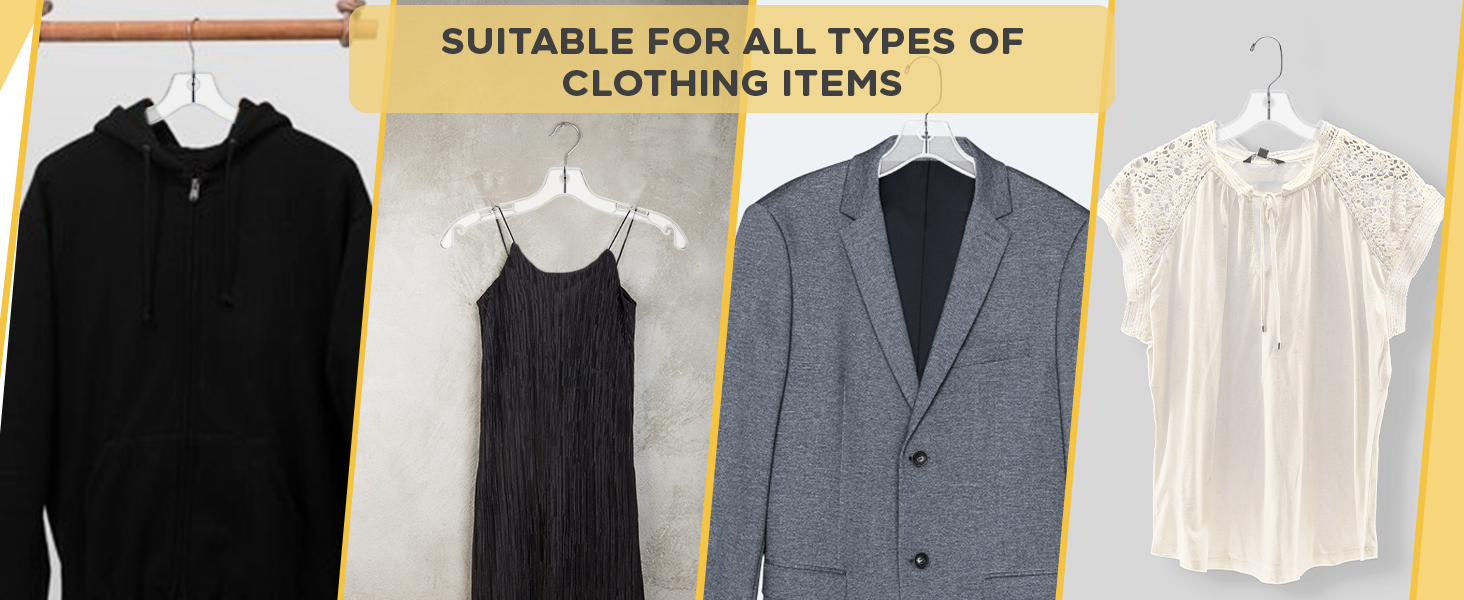 Clear plastic hangers are suitable for all types of clothing Desktop