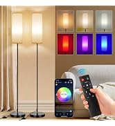 FRIDEKO HOME 2 Pack Floor Lamps for Living Room, 9W 800LM Bulbs Beige Shade | Music Sync Light, A...