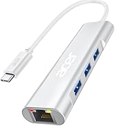 Acer USB C to Ethernet Adapter, 4-in-1 USB C Hub with 3 USB A 3.1 &amp; 1Gbps RJ45 Network, USB C to ...