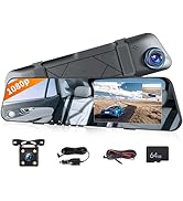 4.5” Mirror Dash Cam Front and Rear for Car,1080p Full Rear View Mirror Camera Dash Cam for Cars ...