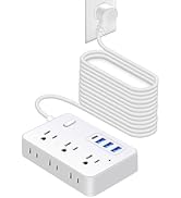 20 FT Extension Cord with Multiple Outlets, Asamoom 20 ft Surge Protector Power Strip with 6 Outl...