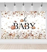 Oh Baby Fall Pumpkin Baby Shower Backdrop Decorations for Boy Girl 6x3.6ft | Mocsicka Autumn Leav...
