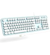 Atelus USB Wired Computer Keyboard - Retro Typewriter Keyboard - Full Size Office Keyboard with N...