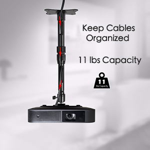 universal mini projector ceiling mount run a power cord inside of the tube, load 11 lbs 